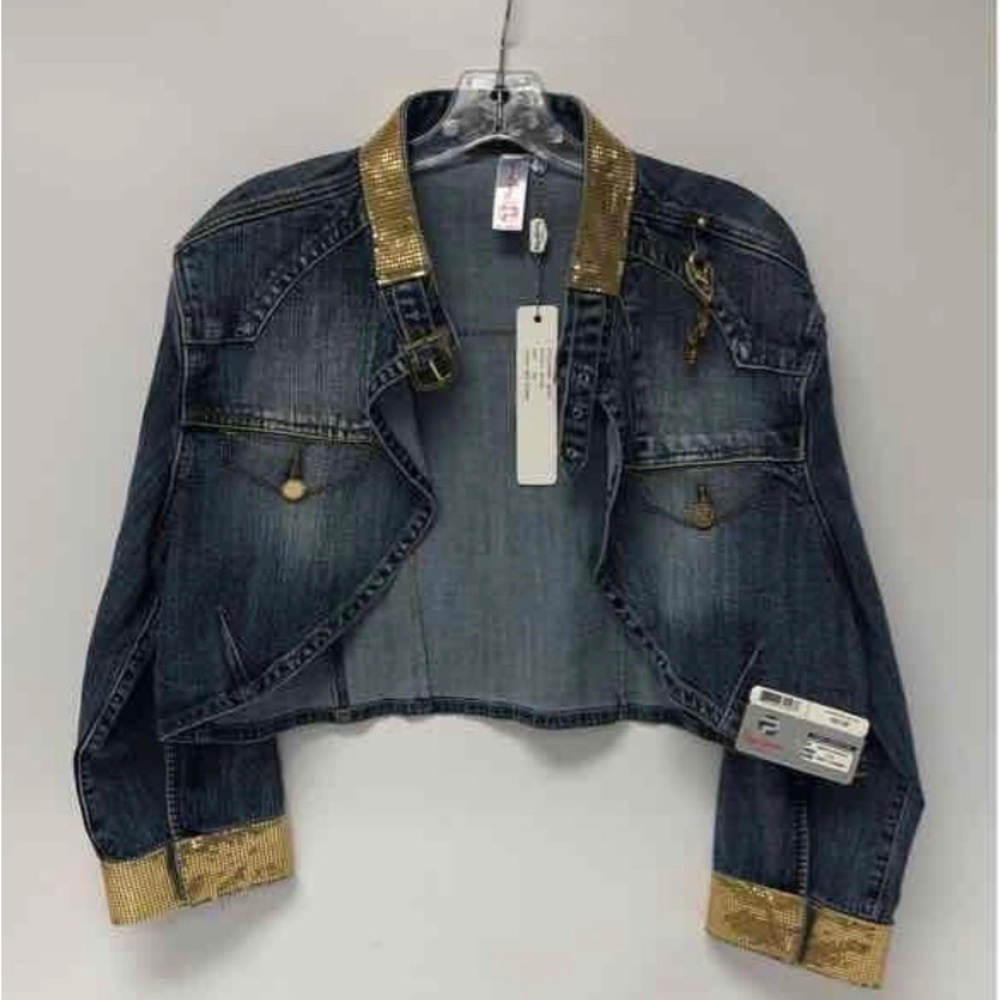 Pepe Jeans Denim Crop Jacket w/Gold Details & Buckle